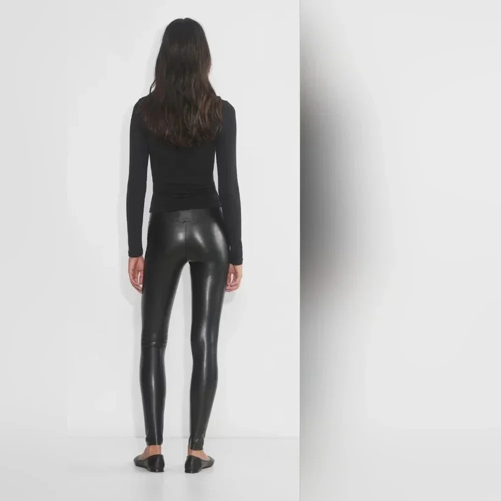 Aritzia Wilfred Free Daria High Waisted  Moto Vegan Leather Biker Pants Black M. - Picture 3 of 12